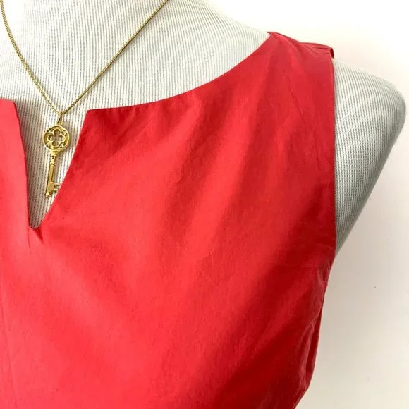 Guglielminotti Archivio '67 Italy Designer Red & Tan Cotton A-Line Dress Sz 6 - Picture 4 of 16